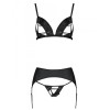 Сексуальный комплект с поясом для чулок Passion MILEY SET WITH OPEN BRA, Цвет: черный, Размеры: 2XL/3XL, изображение 3