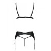 Сексуальный комплект с поясом для чулок Passion MILEY SET WITH OPEN BRA, Цвет: черный, Размеры: 2XL/3XL, изображение 4