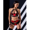 Сексуальный комплект с поясом для чулок Passion SCARLET SET red, Цвет: черно-красный, Размеры: S/M