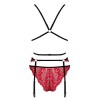 Кружевной комплект с поясом Obsessive METTIA SET, Цвет: красный, Размеры: S/M, изображение 4