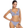 Полосатый купальник с чашкой пуш-ап Lorin L2438/2, Цвет: бело-синий, Размеры: 70B