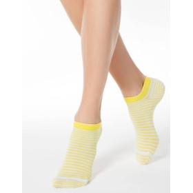 Ультракороткие женские носки CONTE ACTIVE 15С-46СП 073 белый/желтый, Цвет: белый/желтый, Размеры: 36/37