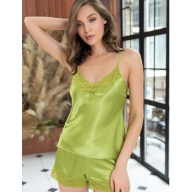 Атласная пижама с шортами Mia-Amore VALENTINO 7242 мохито, Цвет: мохито, Размеры: XS