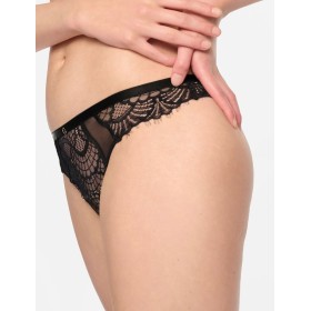 Кружевные трусики стринги Esotiq SARAY 39548, Цвет: черный с бежевым, Размеры: S