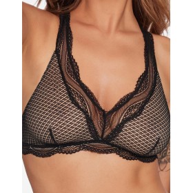 Мягкий треугольный бюстгальтер без косточек Esotiq BLESSY 40577, Цвет: черный+беж, Размеры: S