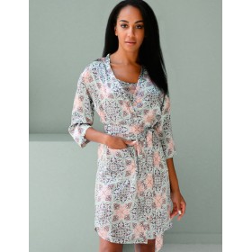 Короткий шелковый халат Mia-Mia ESMERALDA 15193, Цвет: мультиколор, Размеры: XS