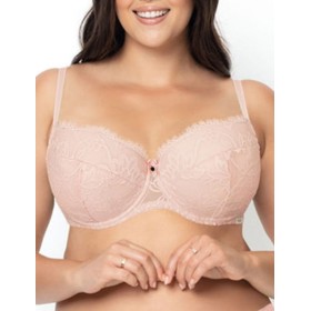 Кружевной бюстгальтер тонкий поролон Nipplex CARLA U, Цвет: пудра, Размеры: 80D