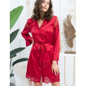 Шелковая рубашка-халат Mia-Amore AURELIA 3897 красный, Цвет: красный, Размеры: L