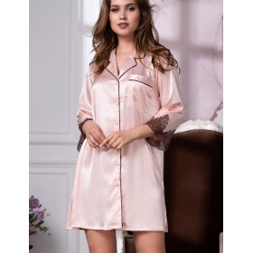 Рубашка-халат из шелка Mia-Amore MARILIN 3107 пудра, Цвет: пудра, Размеры: M