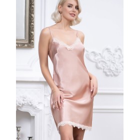 Короткая атласная сорочка Mia-Mella JULIA 8730 светлая пудра, Цвет: светлая пудра, Размеры: M