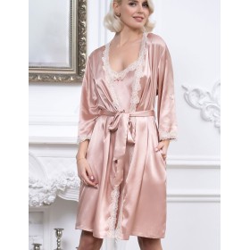 Атласный халат-кимоно Mia-Mella JULIA 8733 светлая пудра, Цвет: светлая пудра, Размеры: L/XL