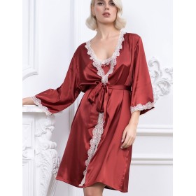 Атласный халат-кимоно Mia-Mella JULIA 8733 паприка, Цвет: паприка, Размеры: L/XL