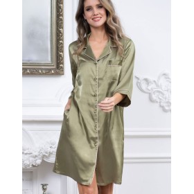 Атласная ночная рубашка Mia-Mella JULIA 8737 оливковый, Цвет: оливковый, Размеры: XL