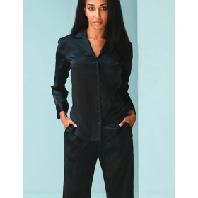 Черная пижама из натурального шелка Mia-Mia VANDA 15186, Цвет: черный, Размеры: S