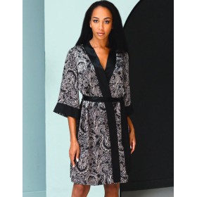 Натуральный шелковый халат кимоно  Mia-Mia VANDA 15187, Цвет: черный, Размеры: M