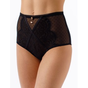 Высокие трусы слипы Coquette Revue DOTS 62114-06, Цвет: черный, Размеры: S