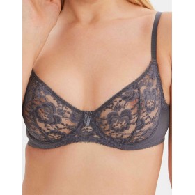 Прозрачный кружевной бюстгальтер Lina A 3069 черный жемчуг, Цвет: черный жемчуг, Размеры: 70E