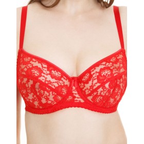 Бюстгальтер с мягкими кружевными чашками Lina A 6010 красный, Цвет: красный, Размеры: 85F
