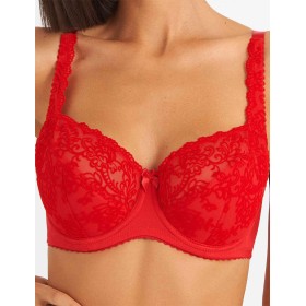 Бюстгальтер полумягкий с флок напылением Simona M 900 бархат красный, Цвет: бархат красный, Размеры: 75D