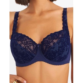 Бюстгальтер полумягкий с флок напылением Simona M 900 бархат темно-синий, Цвет: бархат темно-синий, Размеры: 85G