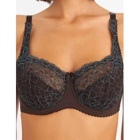 Бюстгальтер полумягкий биколор Simona M 900 шоколад-бирюза, Цвет: шоколад-бирюза, Размеры: 75E