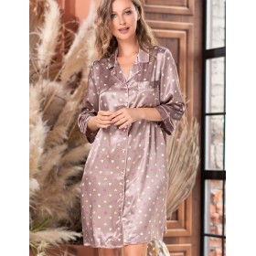 Атласная ночная рубашка Mia-Mella JULIA HEARTS 7077 латте, Цвет: кофе латте, Размеры: XS