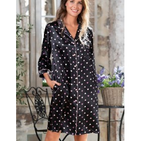 Атласная ночная рубашка Mia-Mella JULIA HEARTS 7077 черный, Цвет: черный, Размеры: 2XL/3XL