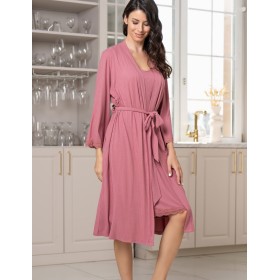 Длинный халат из трикотажной вискозы Mia-Amore LANA 1889, Цвет: какао, Размеры: 4XL/5XL