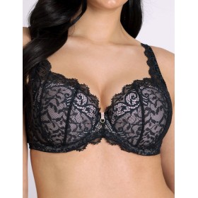 Бюстгальтер балконет тюльпан Subtille CALIBRI BLACK full cup, Цвет: черный+розовый, Размеры: 75C