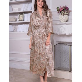 Шелковый длинный халат Mia-Amore CLEMENTINA 3459, Цвет: латте, Размеры: 2XL/3XL