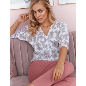 Женская пижама из хлопка Taro SUSANA 2769-01, Цвет: пыльная роза/белый, Размеры: S