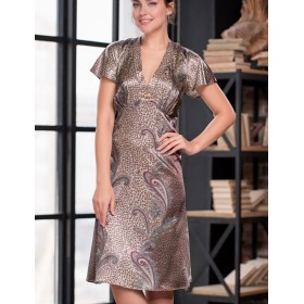 Шелковая сорочка с коротким рукавом Mia-Amore MOKKA 3328, Цвет: мокка, Размеры: 2XL