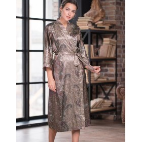 Длинный халат из натурального шелка Mia-Amore MOKKA 3329, Цвет: мокка, Размеры: L/XL