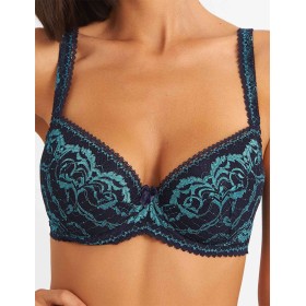 Бюстгальтер балконет пуш-ап биколор Simona M 870/98 кварц-лазурит, Цвет: кварц-лазурит, Размеры: 80D