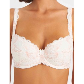 Бюстгальтер балконет пуш-ап биколор Simona M 870 молоко-роза, Цвет: молоко-роза, Размеры: 85D