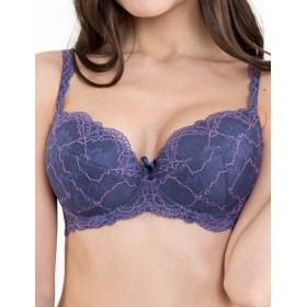 Бюстгальтер балконет пуш-ап биколор Simona M 870 батик-клетка, Цвет: батик-клетка, Размеры: 70C