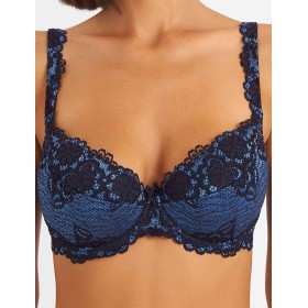 Бюстгальтер балконет пуш-ап биколор Simona M 870 ночь, Цвет: ночь, Размеры: 70E