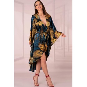Халат с широкими рукавами LIVIA CORSETTI LC 90660 HANDIS SZLAFROK, Цвет: темно-синий, Размеры: S/M/L