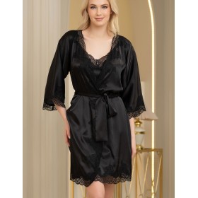 Халат из натурального шелка Mia-Amore ARIANNA 3943 черный, Цвет: черный, Размеры: S/M