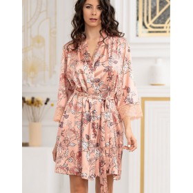 Шелковый халат с запахом Mia-Amore POLIN 3923, Цвет: персиковый, Размеры: 4XL/5XL
