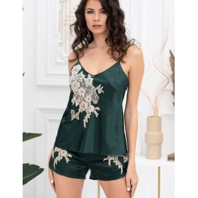 Пижама из натурального шёлка Mia-Amore FELLINI 3912 малахит, Цвет: малахит, Размеры: M