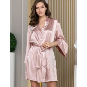 Шелковый халат-кимоно Mia-Amore FELLINI 3913 пудра, Цвет: пудровый, Размеры: L/XL