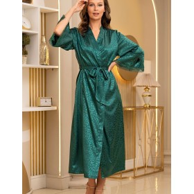 Атласный халат большого размера Mia-Amore JOANNA 7319 изумрудный, Цвет: изумрудный, Размеры: L/XL