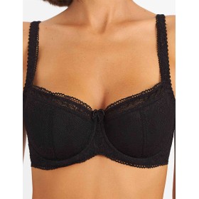 Бюстгальтер балконет Simona M 608 черный-сетка, Цвет: черно-сетка, Размеры: 90C