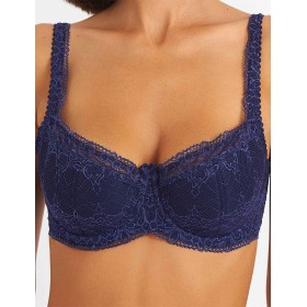 Бюстгальтер балконет Simona M 608 синий-сетка, Цвет: Синий-сетка, Размеры: 85C