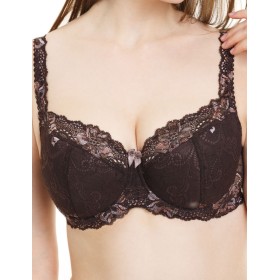 Бюстгальтер балконет кружево биколор Simona M 608 шоколад-радуга, Цвет: шоколад-радуга, Размеры: 70E