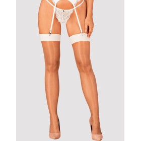Чулки под пояс Obsessive S 814 WHITE, Цвет: белый, Размеры: S/M
