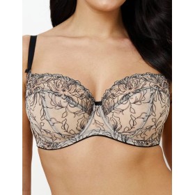 Мягкий бюстгальтер с подкроем Subtille LINDA soft side support, Цвет: бежевый+черный, Размеры: 65L