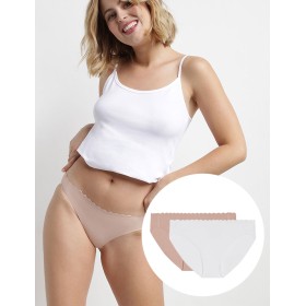 Комплект трусиков из хлопка Dim BODY TOUCH Cotton 04NR (2 шт) телесный и белый, Цвет: телесный/белый, Размеры: L/XL