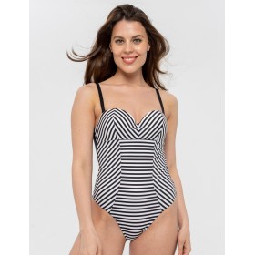 Закрытый купальник в полоску UNICONF CBI236 V1 SPICY STRIPES, Цвет: черно-белый, Размеры: 70B